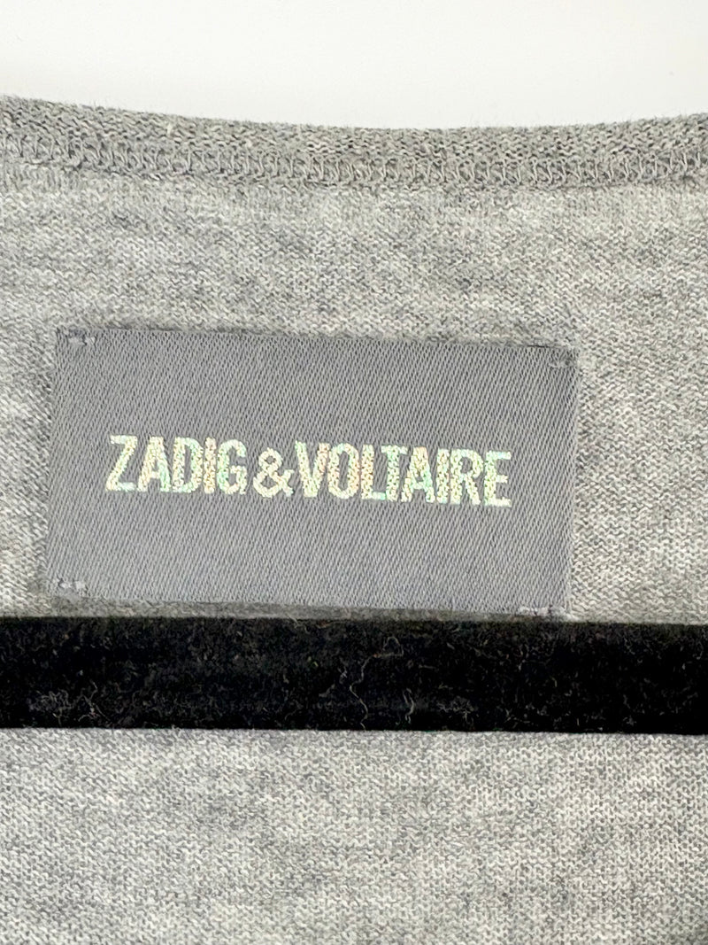 Zadig & Voltaire Stone Grey Cotton 'Vison' Top - AU12