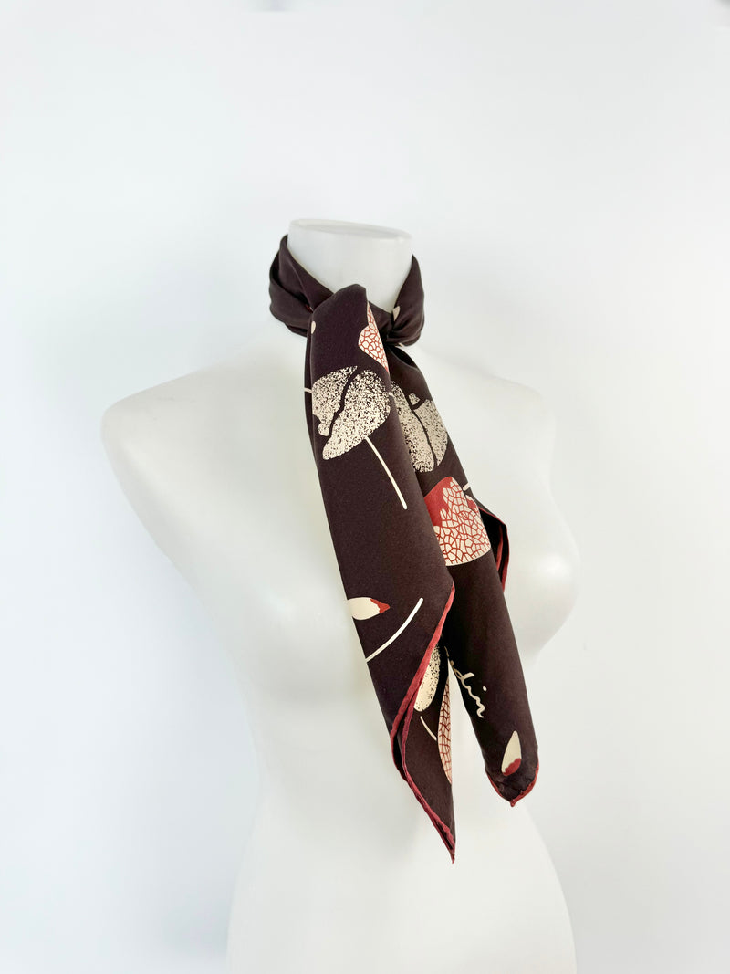 Vintage Pierre Cardin Dark Chocolate Silk Scarf
