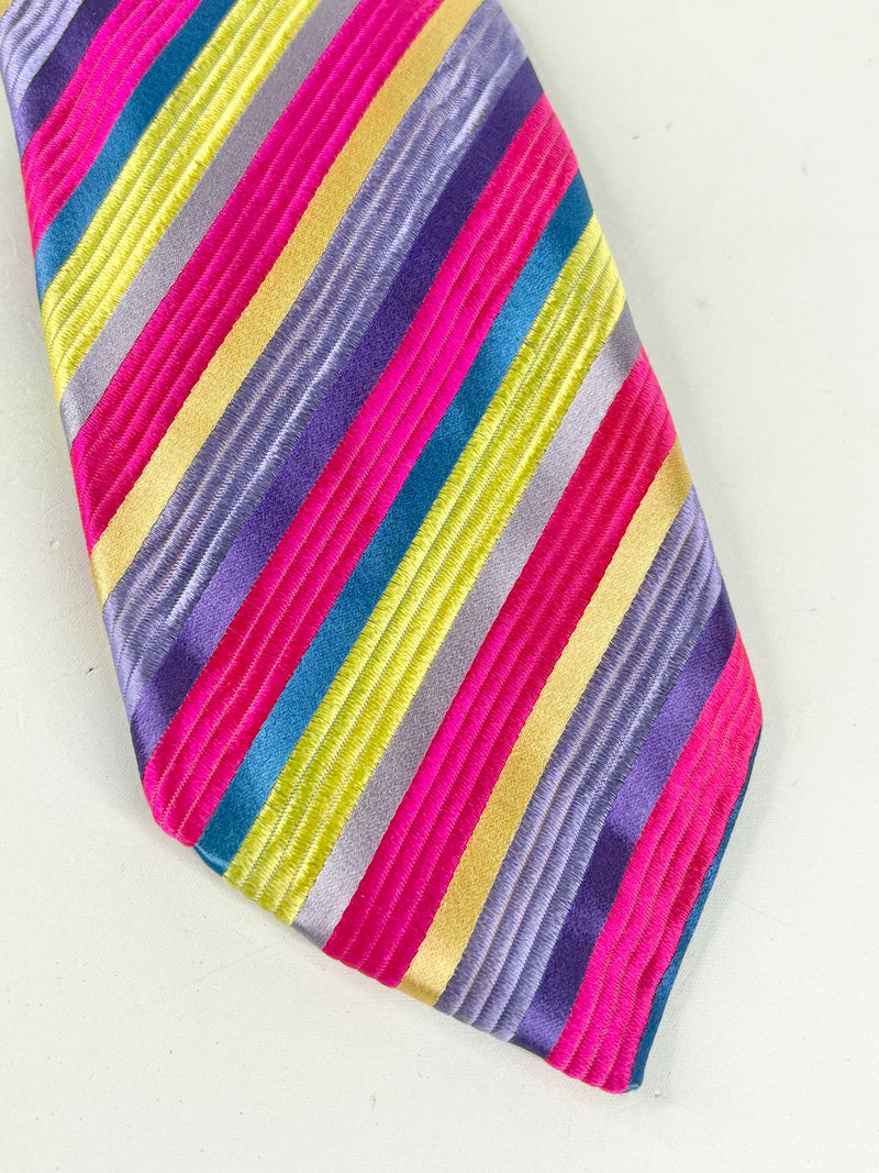Duchamp London Multicolour Diagonal-Stripe Silk Tie