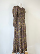 Morrison Micro Floral 3/4 Sleeve Maxi Dress  - AU6/8