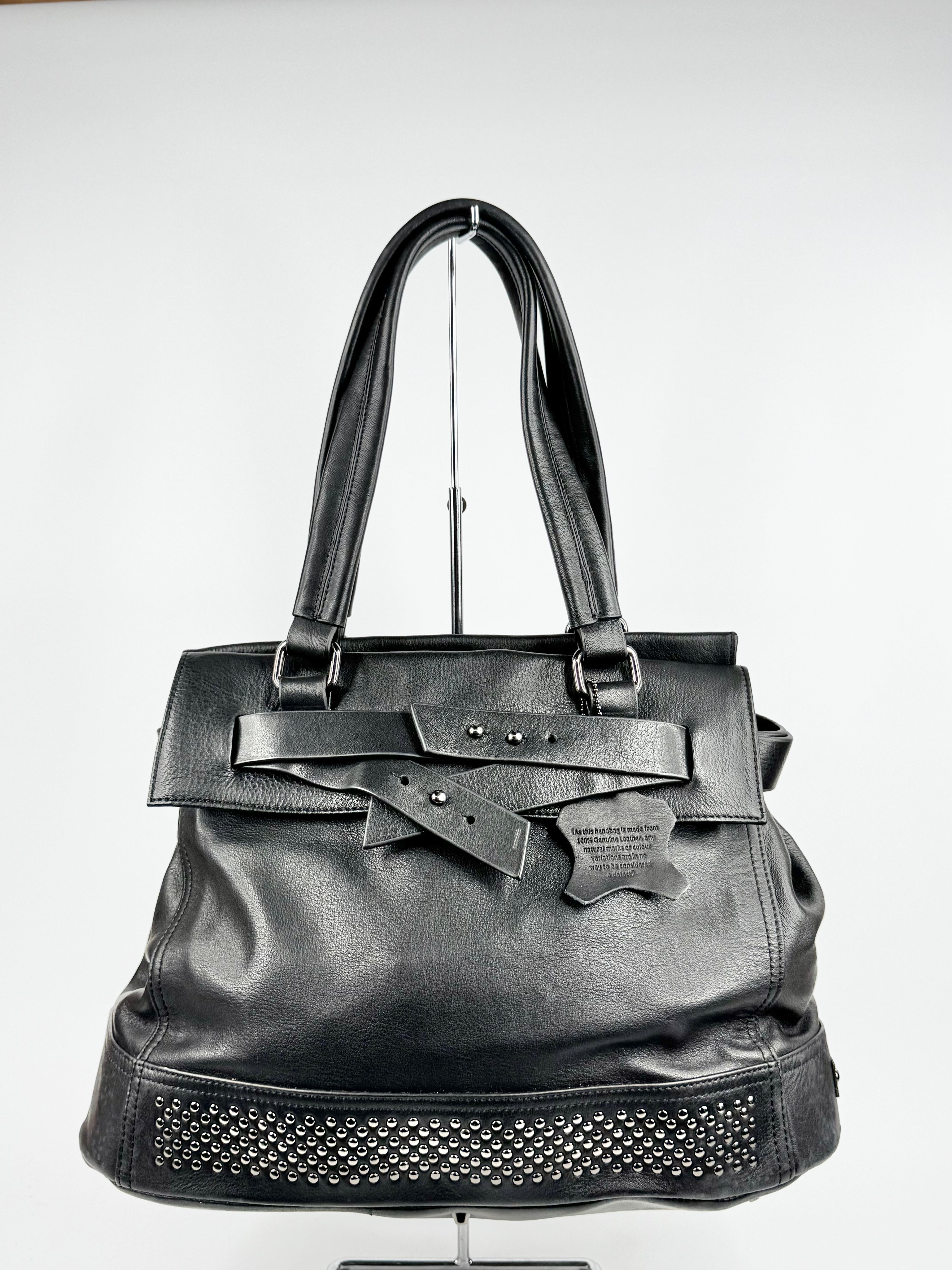 Tony Bianco Large Black Leather Shoulder Bag