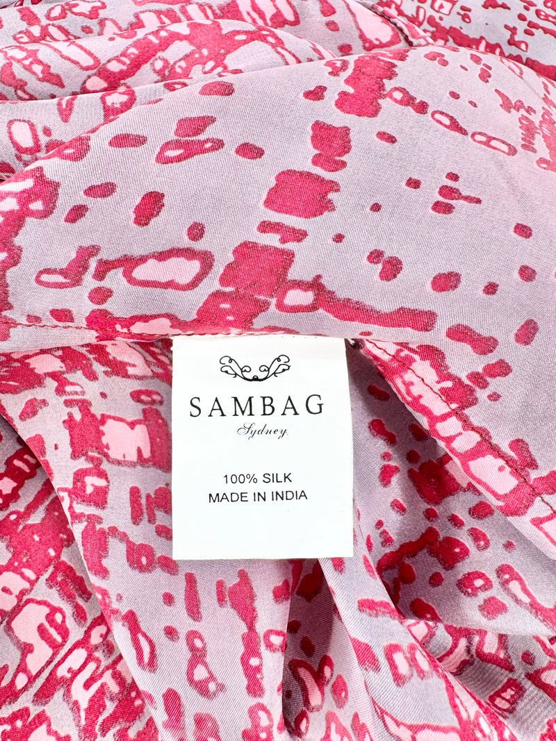 Sambag Pink & Purple Abstract Pattern Silk - AU8