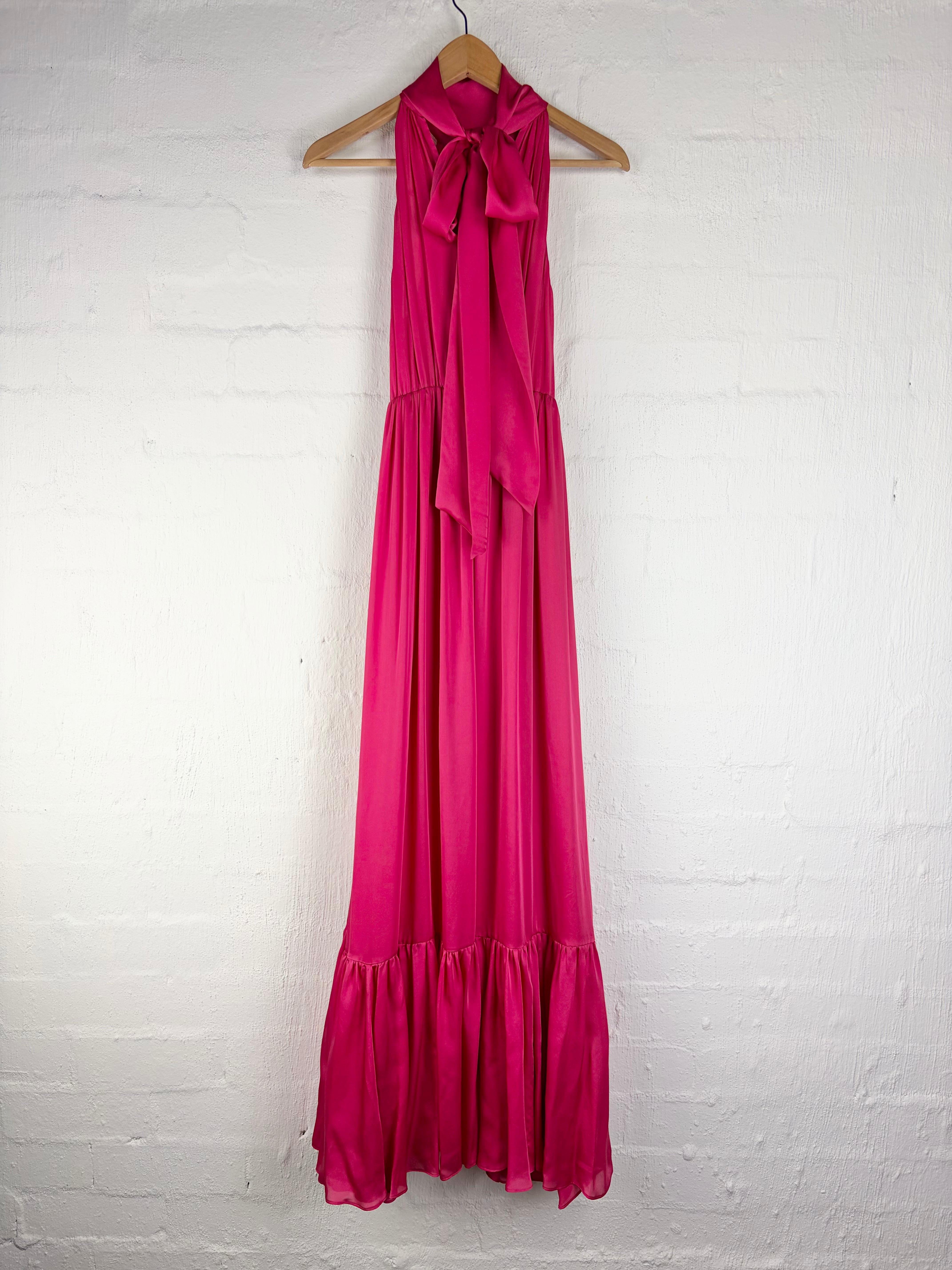 Zimmermann Sleeveless Cerise Silk Maxi Dress - AU8