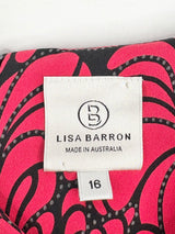 Lisa Barron Red & Black Abstract Floral Dress - AU16