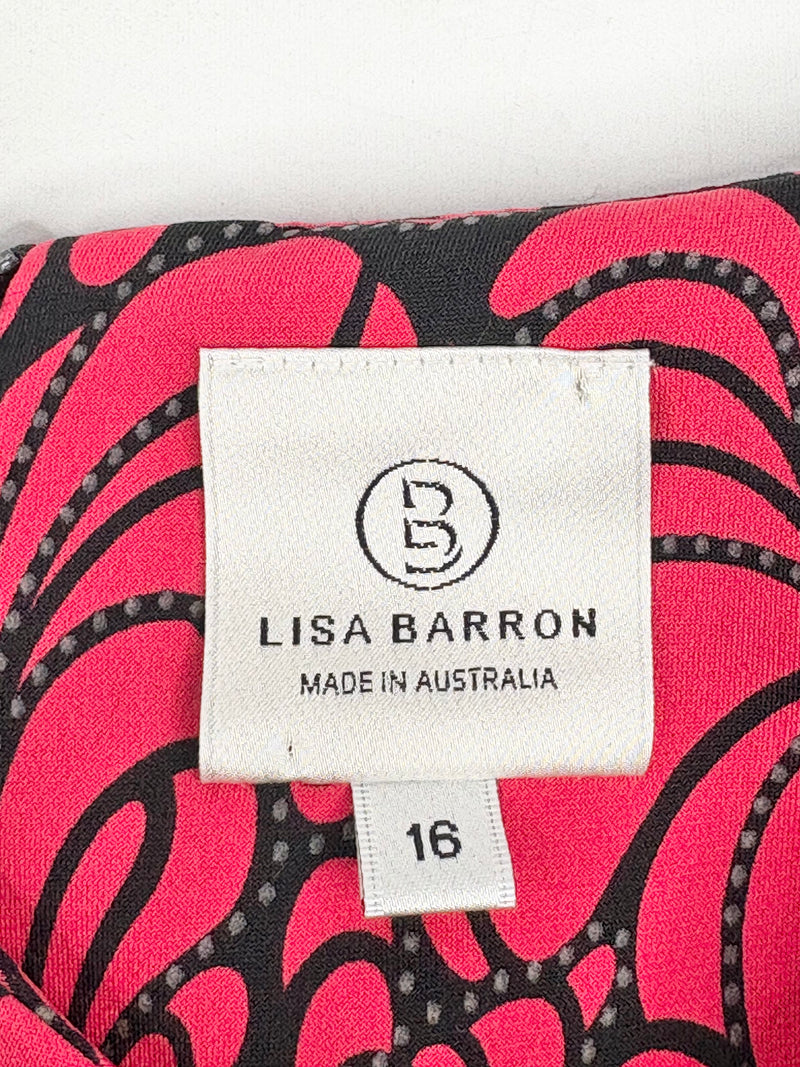 Lisa Barron Red & Black Abstract Floral Dress - AU16