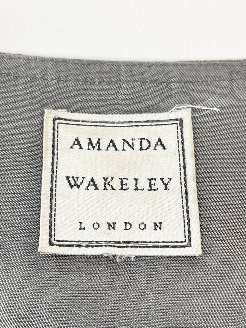 Amanda Wakeley Stone Grey Satin Silk Jacket - M