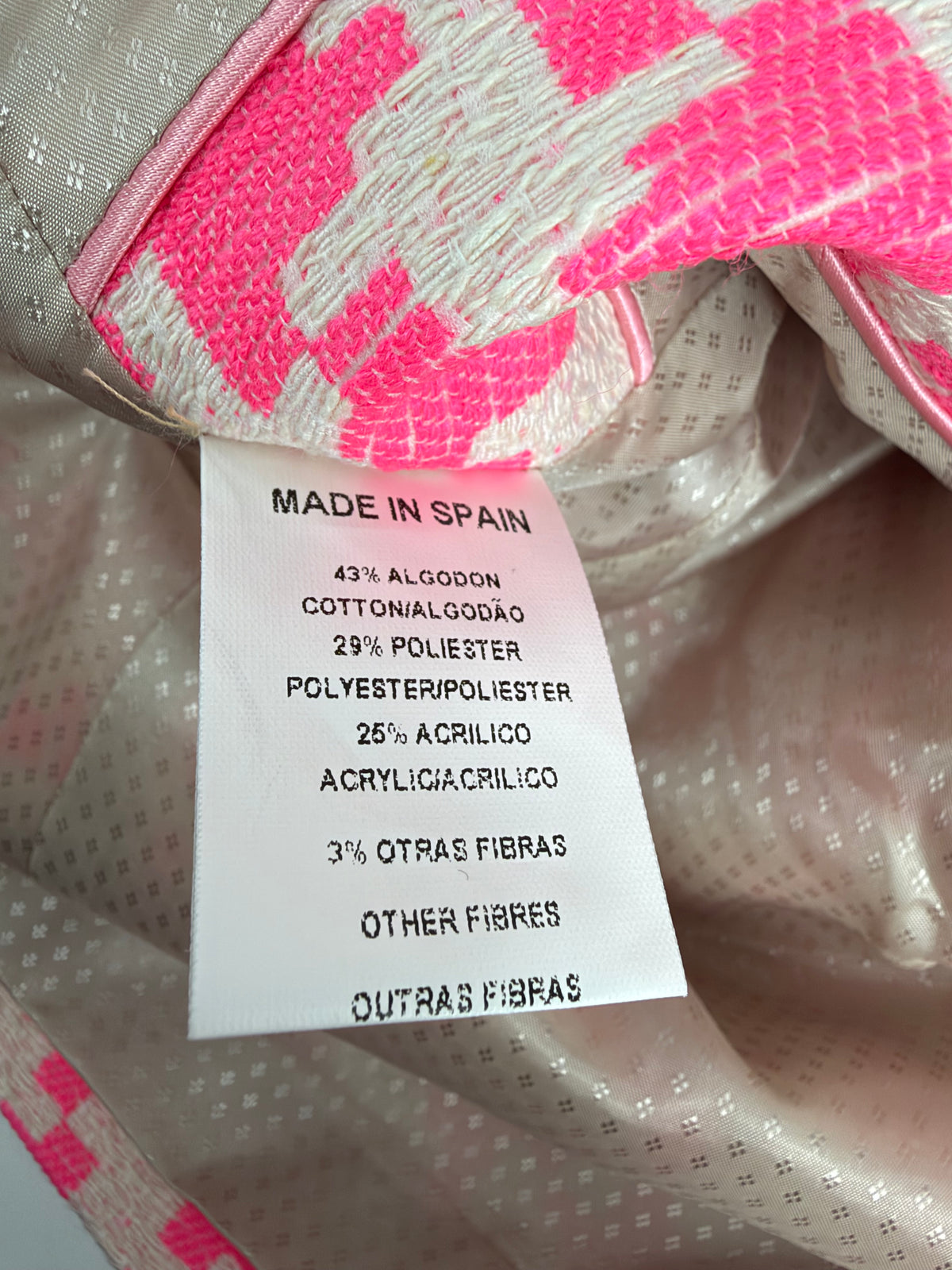 Tinta & Bariloche Junco Hot Pink & Cream Houndstooth Blazer NWT - AU12/14