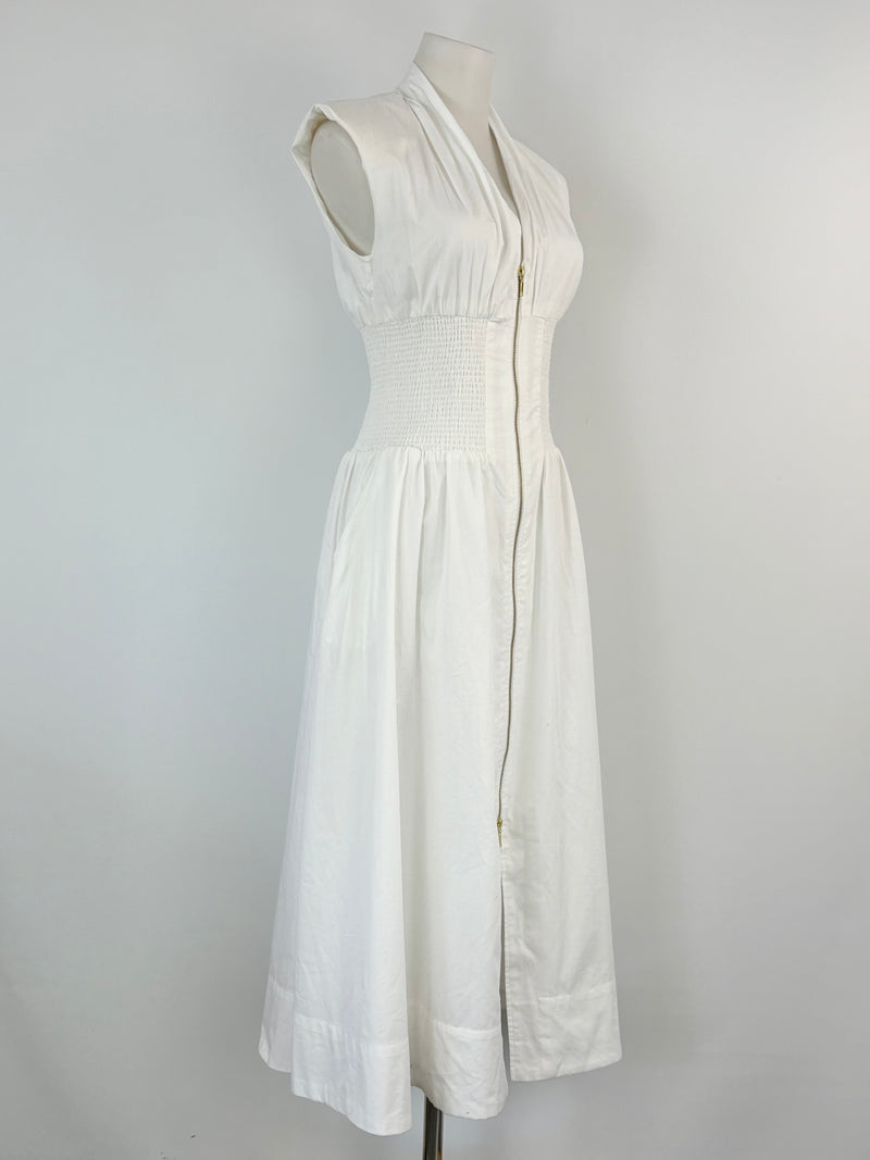By Anthropologie White Tunic-Style Zip Up Dress - AU6/8