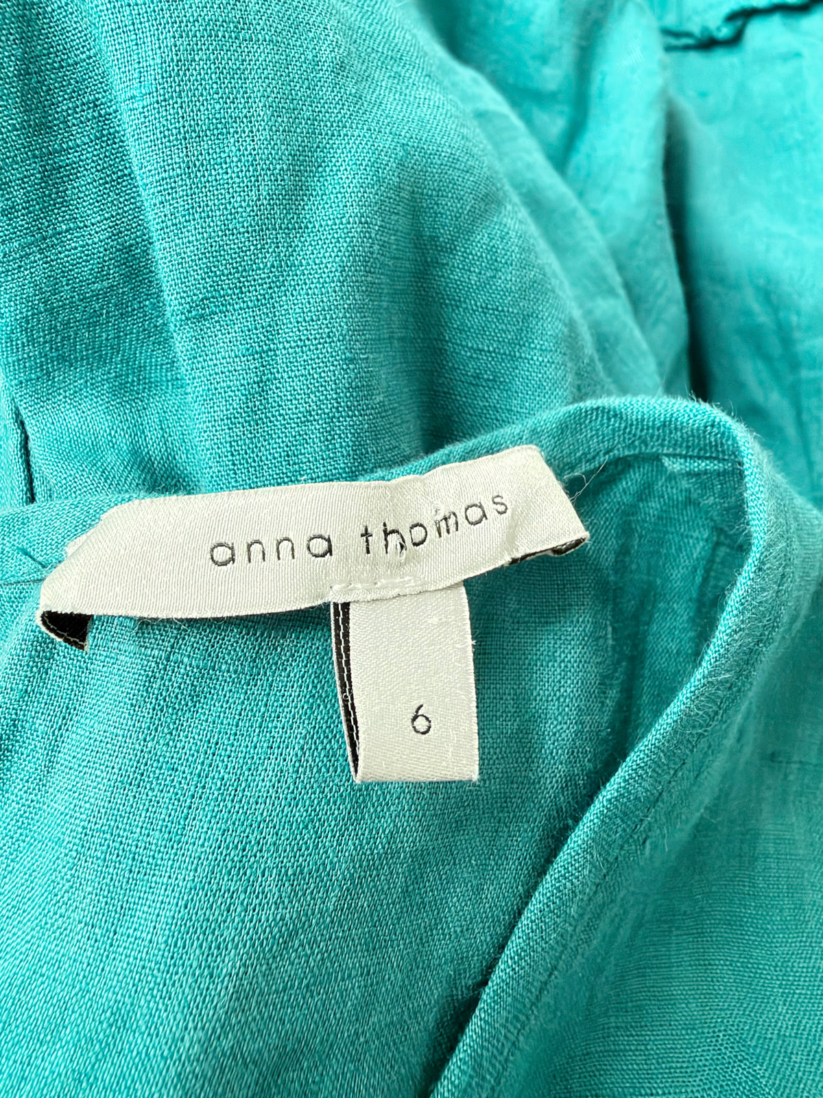 Anna Thomas Teal Linen Tiered Dress - AU6
