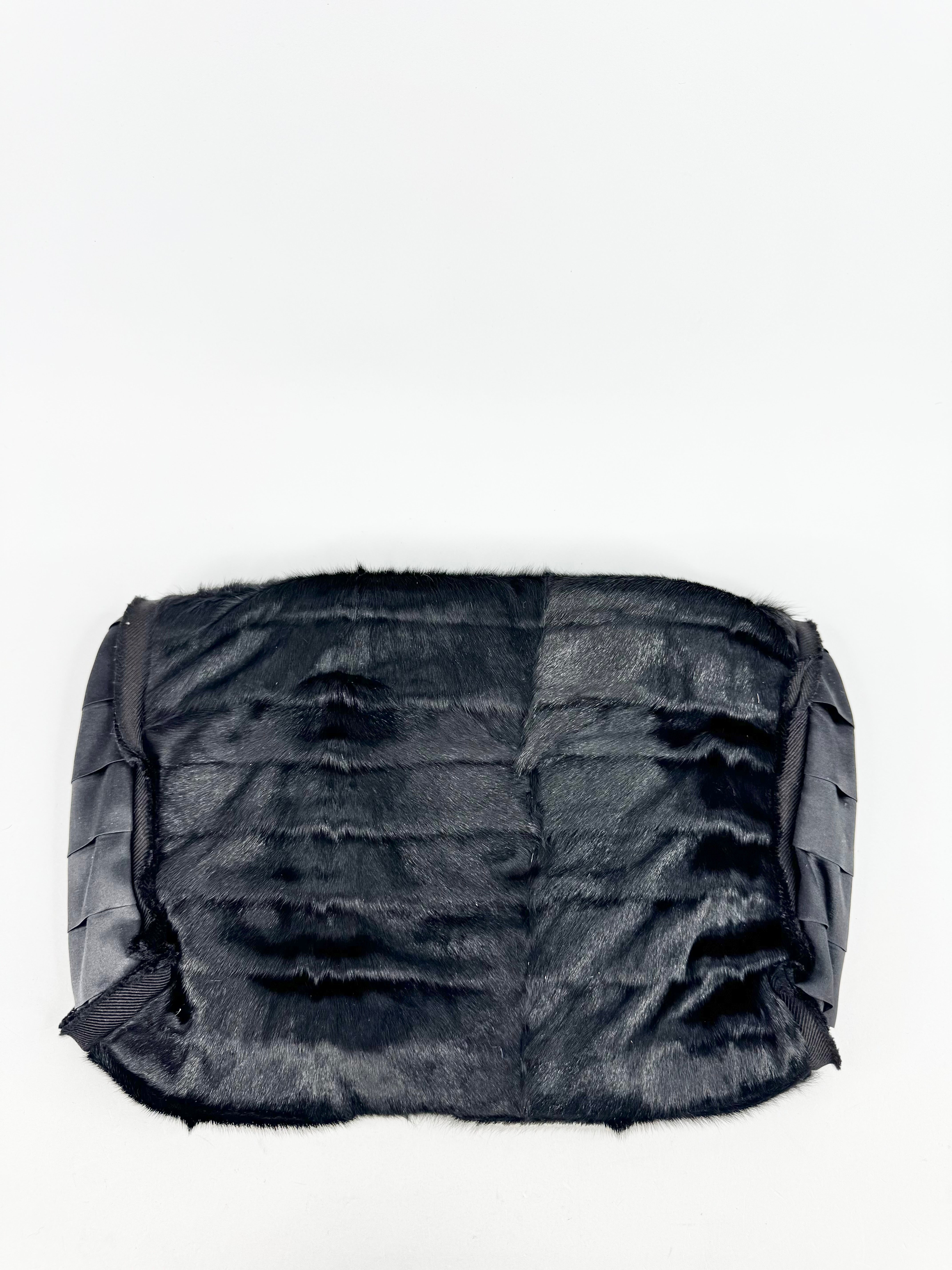 Solleciti Black Fur Bag with Silver Beading