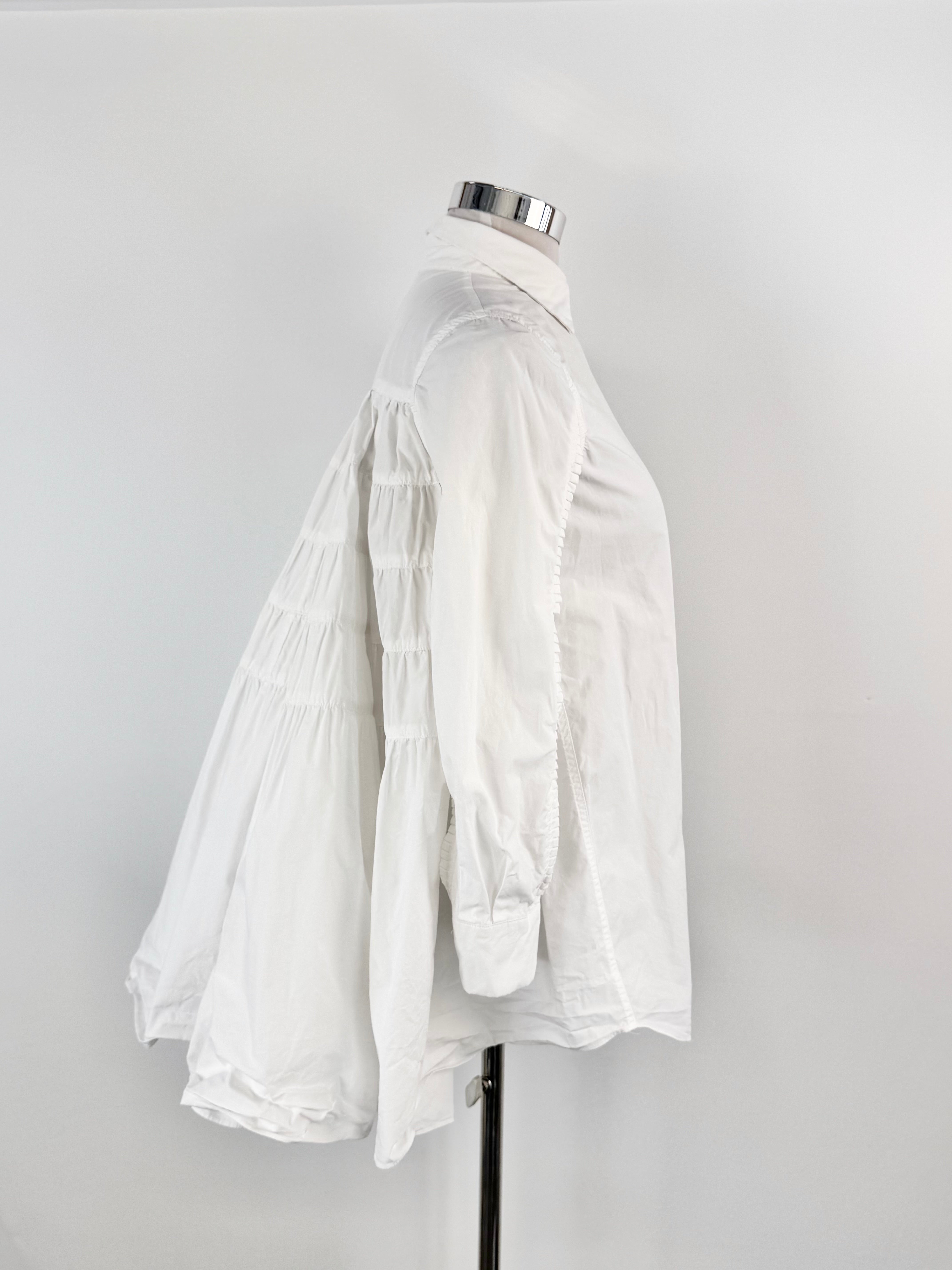 Alexander McQueen White Cotton Tiered Blouse - AU10/12