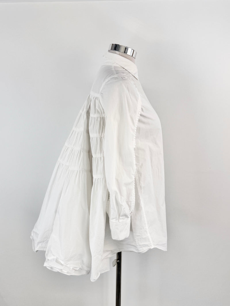 Alexander McQueen White Cotton Tiered Blouse - AU10/12