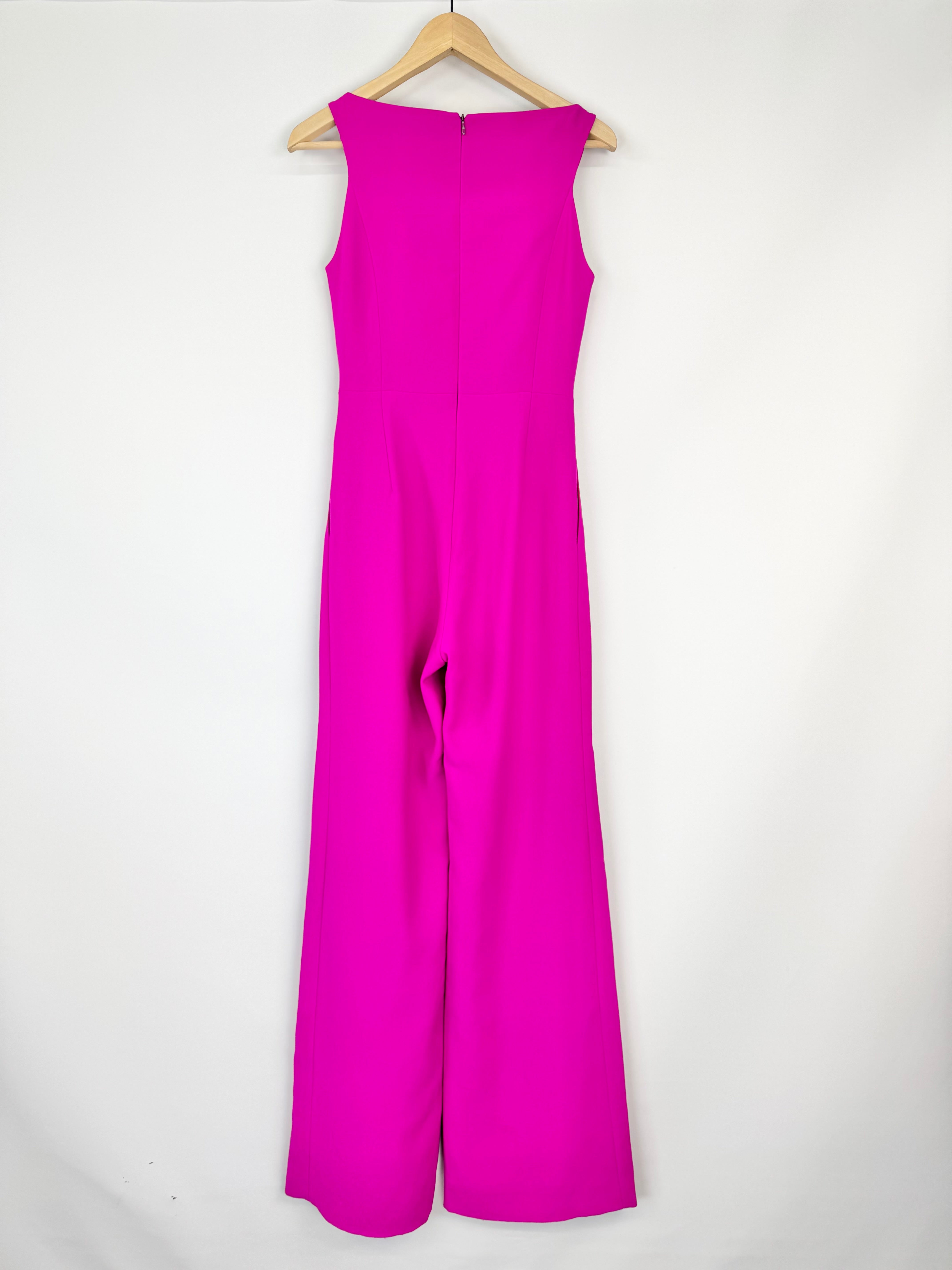 Umit Kutluk Haute Couture Shocking Pink Crepe Sleeveless Jumpsuit - AU8