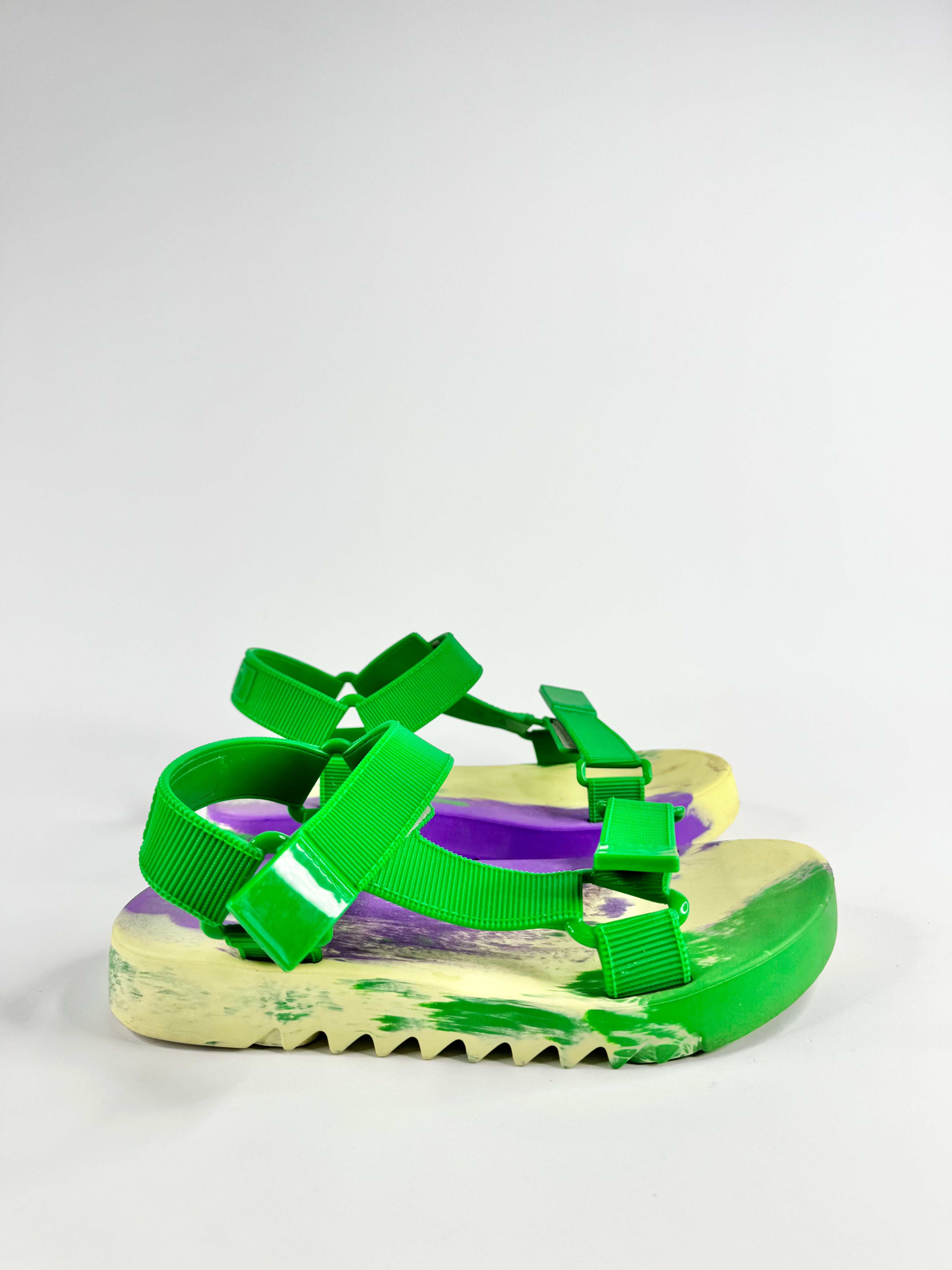 Melissa Flowing Papete Green Purple & Yellow Platform Sandals - EU36