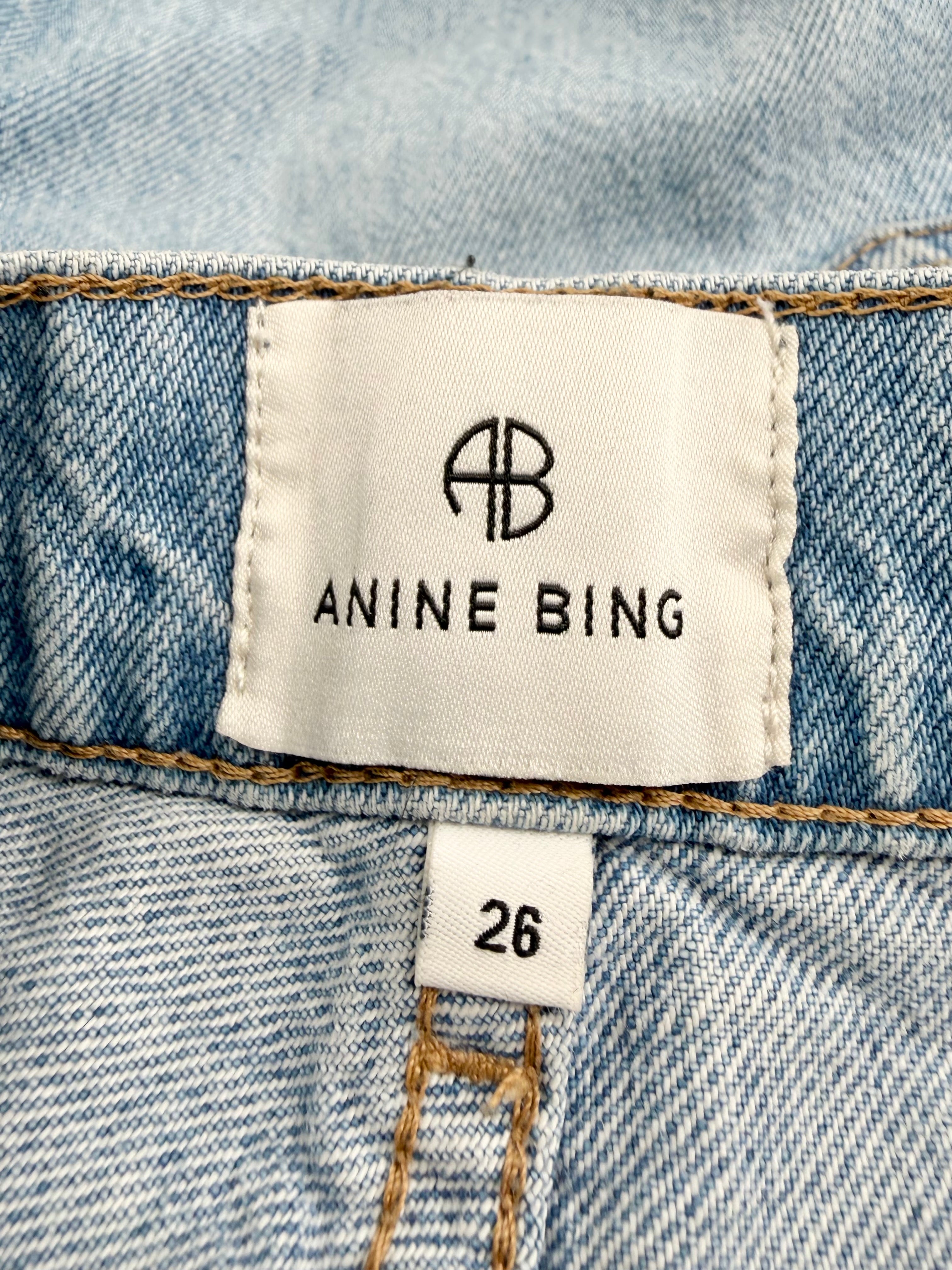 Anine Bing Pale Blue High Waisted Raw Hem Denim Jeans - AU26