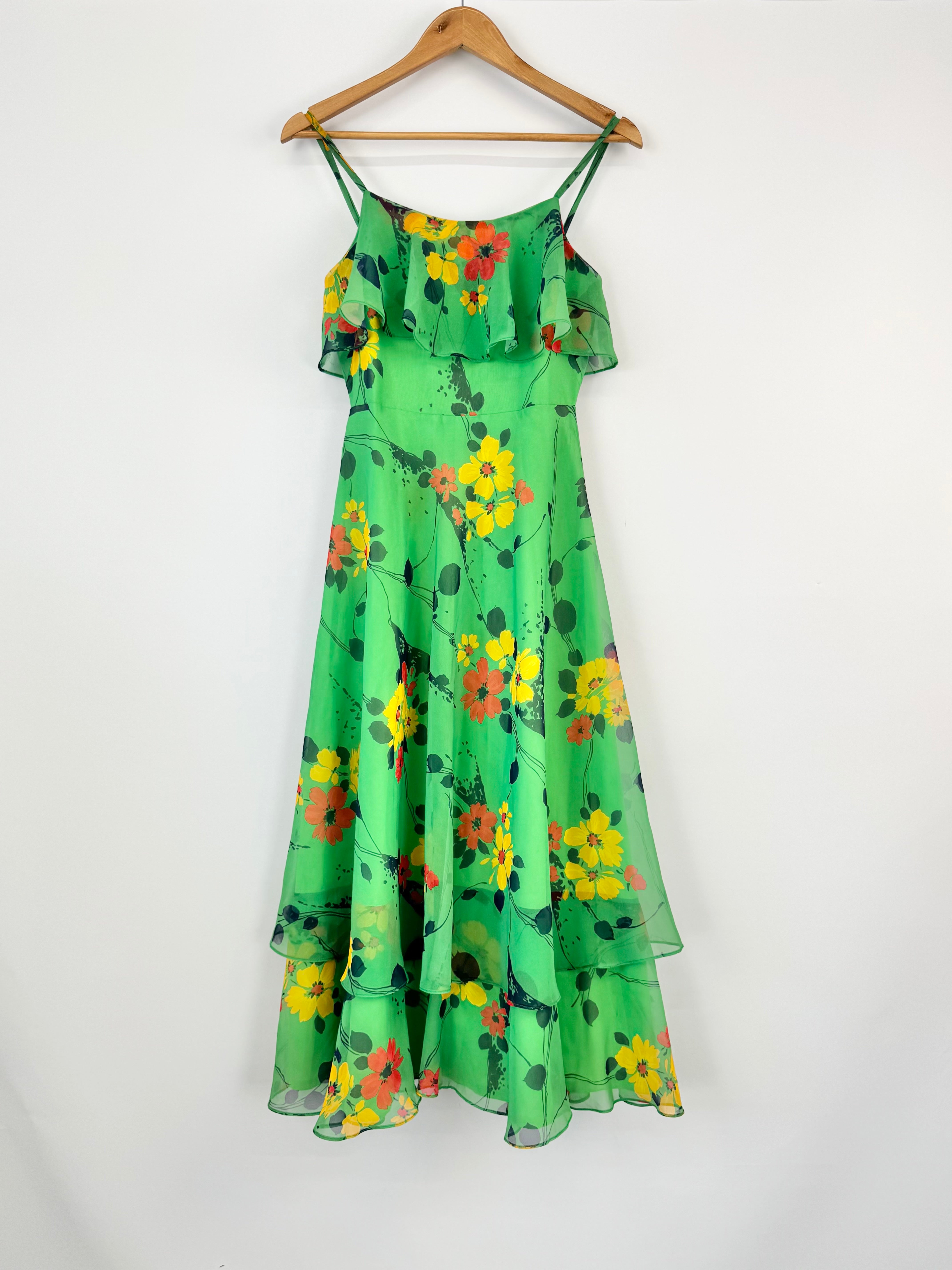 Colette Faubett Apple green Floral sleeveless long dress - AU10