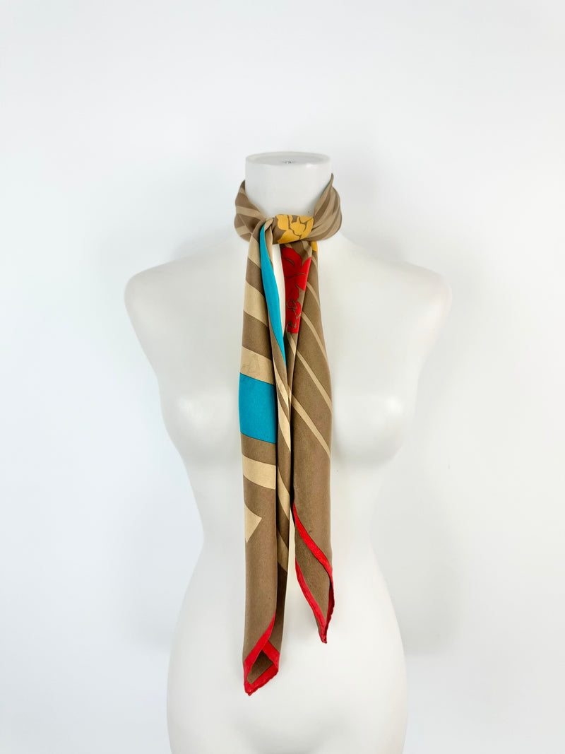 Vintage Baycom Large Floral Patterned Silk Scarf