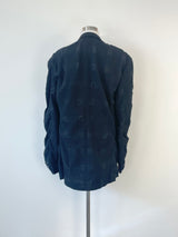 Issey Miyake Vintage 90s Black Crepe Wool-Blend Blazer - XL