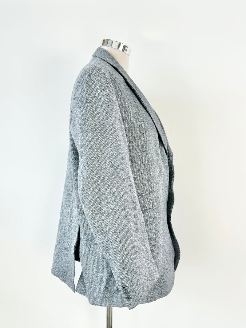 Vintage Donegal Tweed Hand Woven Blue Blazer - L