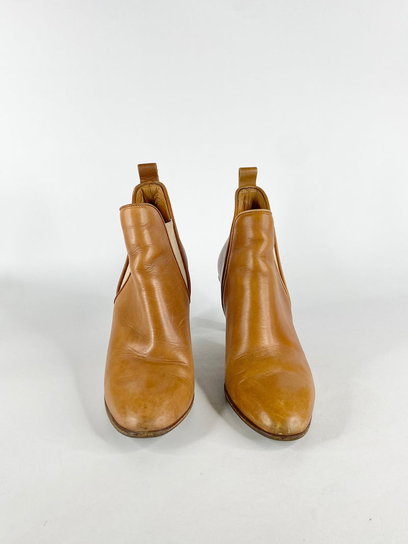 Chloe Deep Tan & Cream Ankle Boots - EU38.5