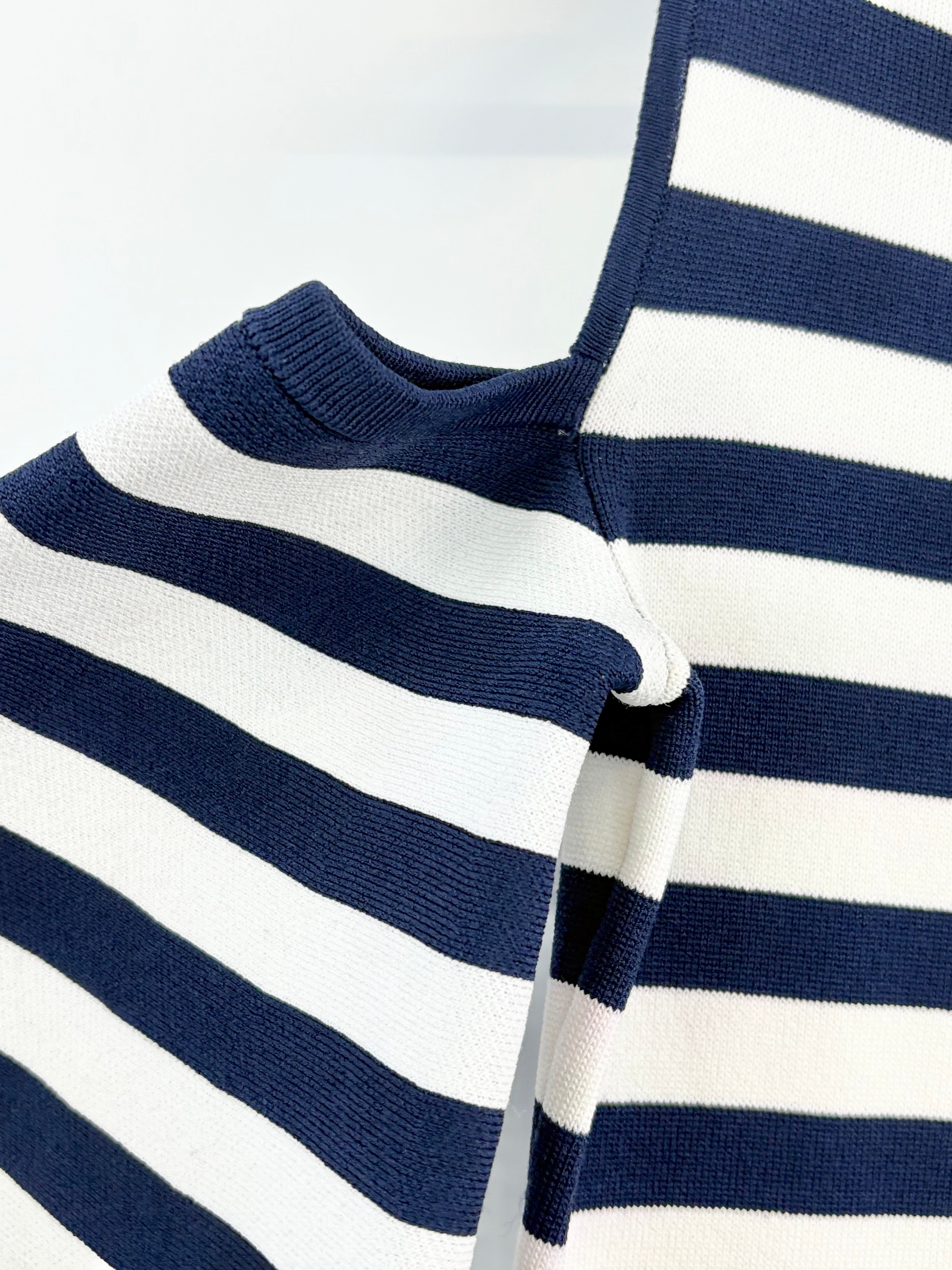 Michael by Michael Kors Navy & White Striped Off-Shoulder Fitted Dress - AU6/8