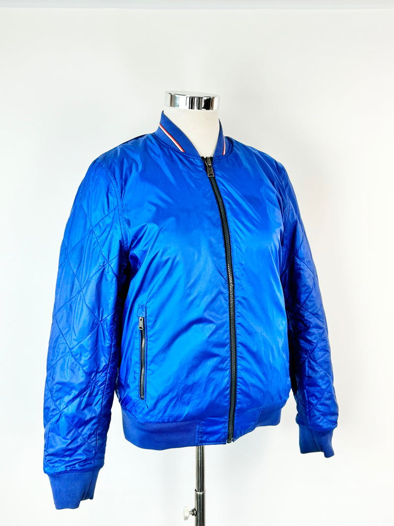 Tommy Hilfiger Blue & White Reversible Bomber Jacket - L