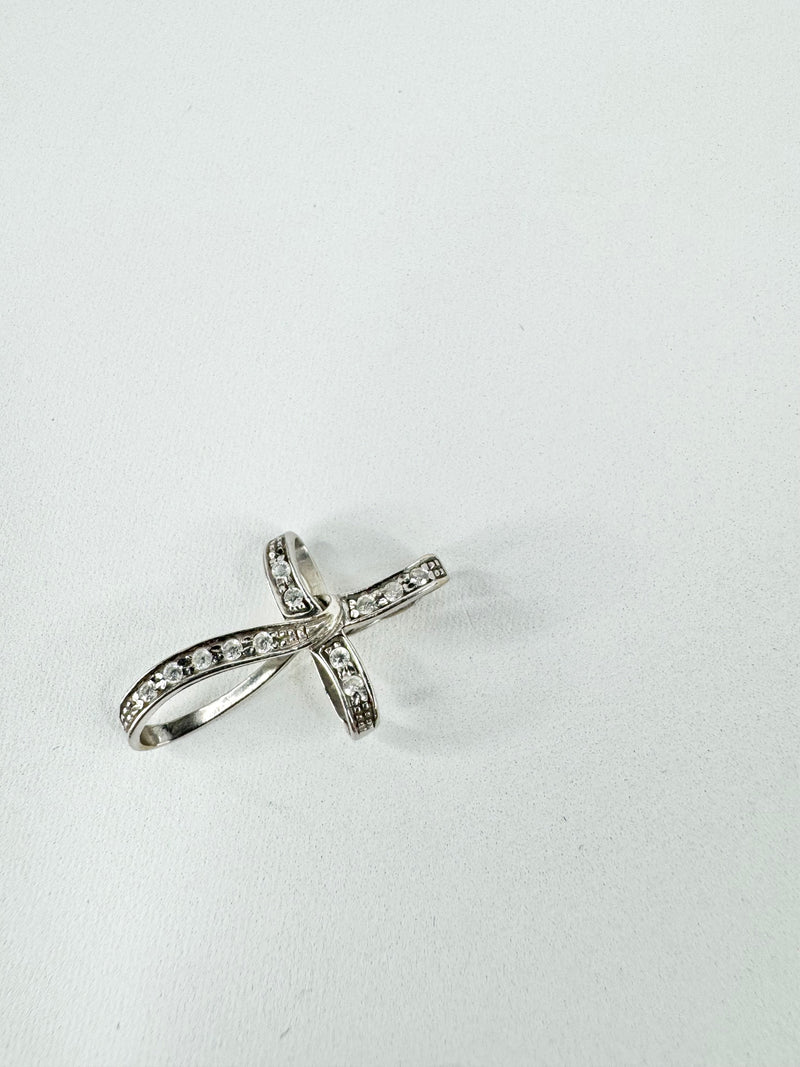 14ct White Gold & Cubic Zirconia Cross Pendant