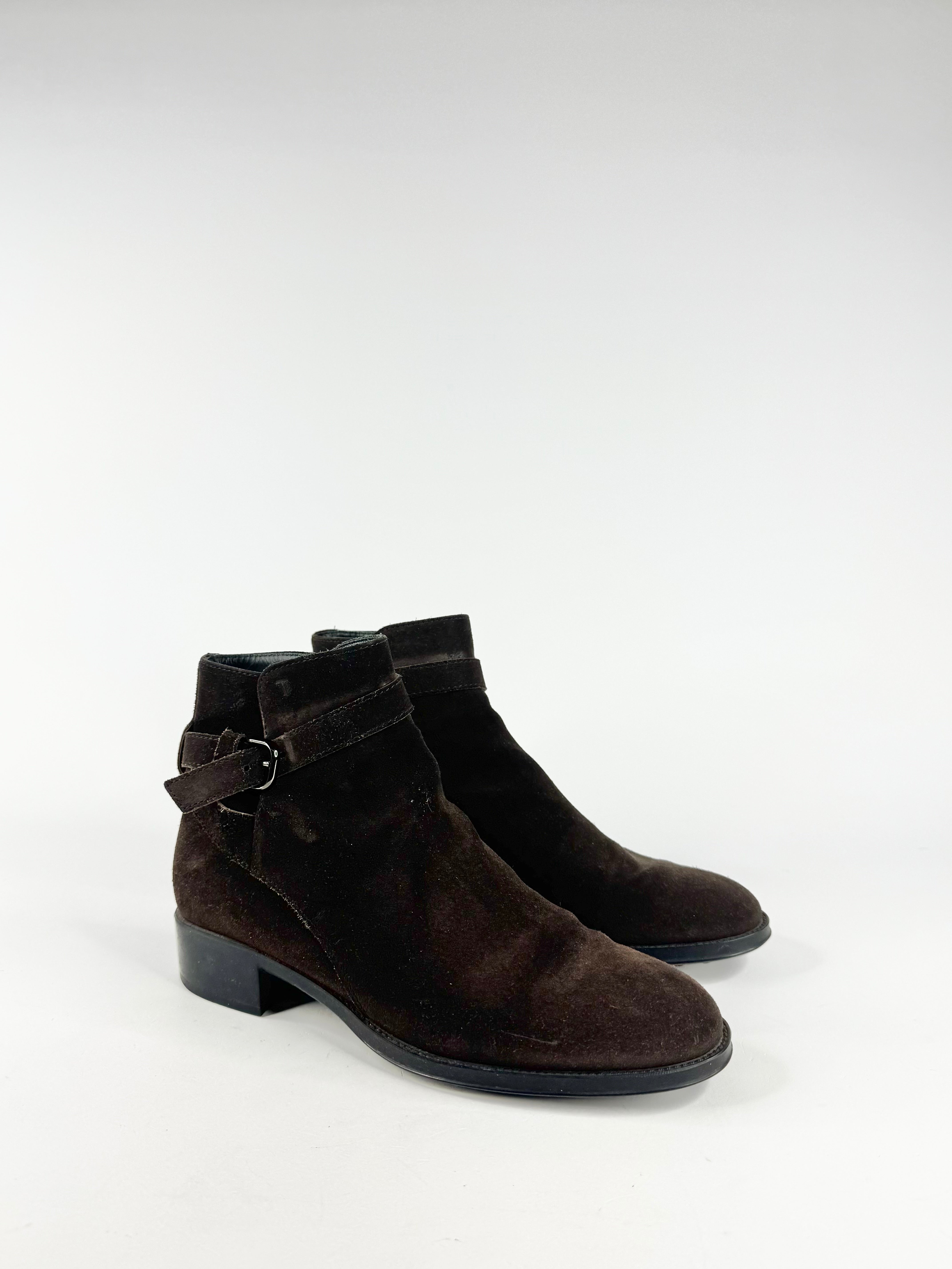 Tod's Dark Mahogany Suede Ankle Boots - EU38.5