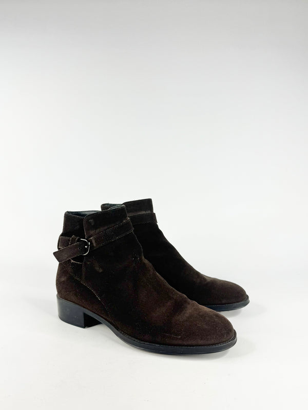 Tod's Dark Mahogany Suede Ankle Boots - EU38.5