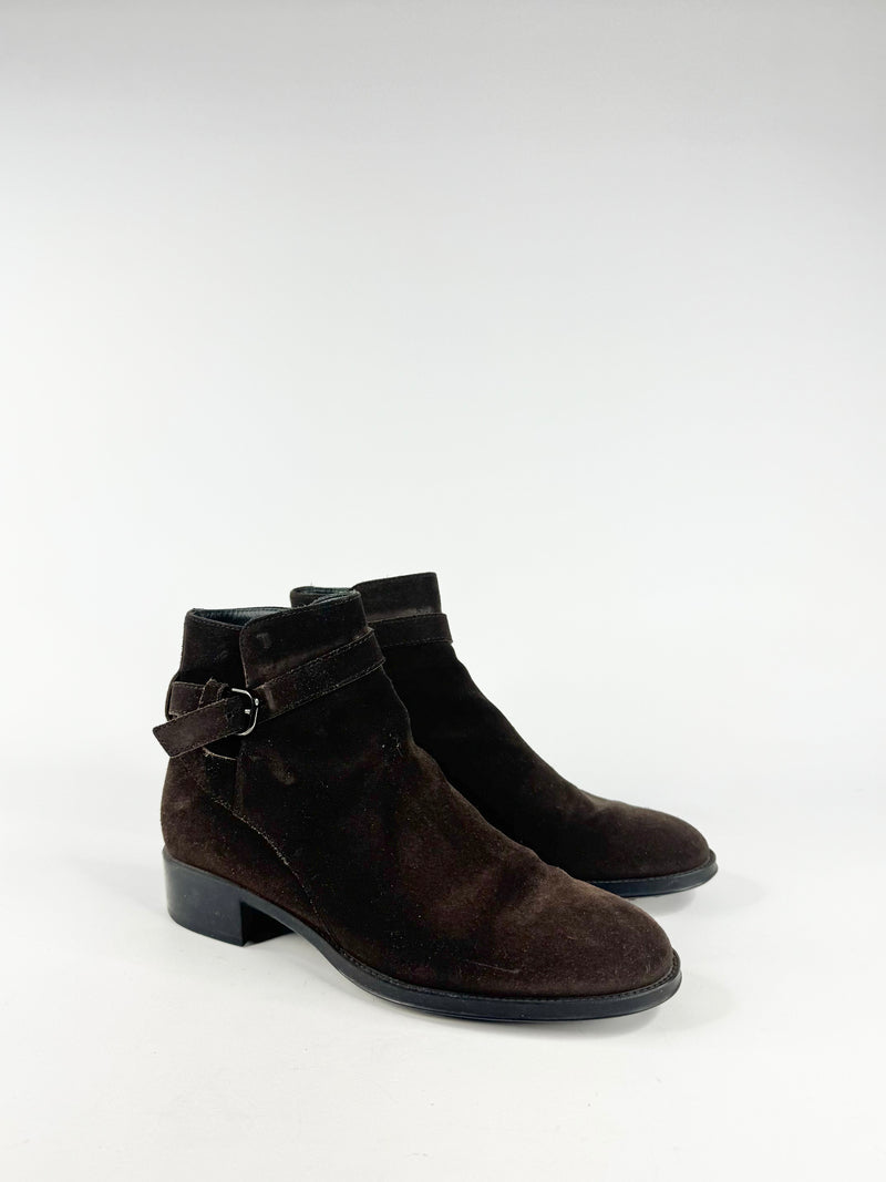 Tod's Dark Mahogany Suede Ankle Boots - EU38.5