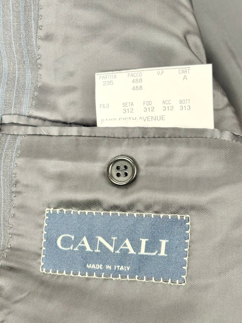 Canali for Saks Fifth Avenue Charcoal Striped Wool 2pc Suit - 52R