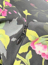 Vintage 90s Studibaker Black Floral Ruched & Pleated Midi Dress - AU10/12