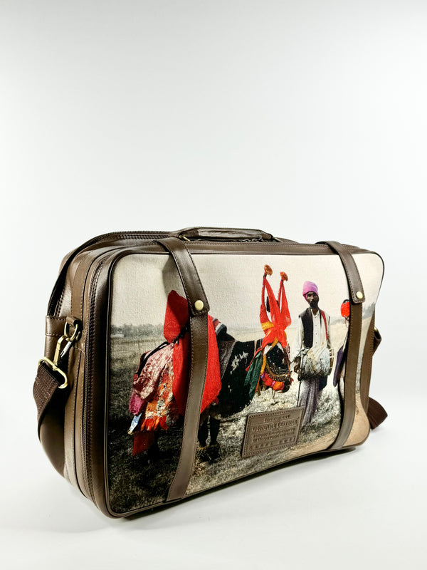 Nappa Dori Leather & Fabric Photograph Large Briefcase