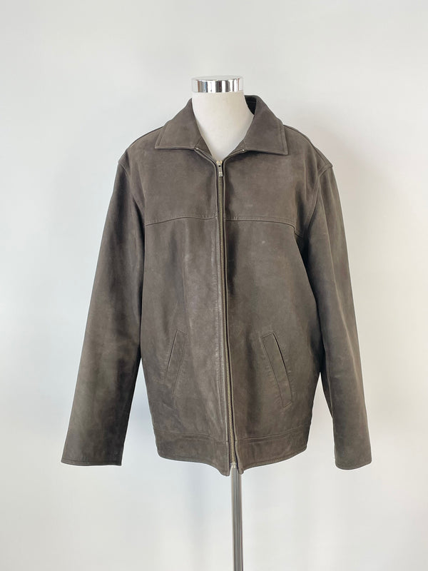 Colarado Taupe Suede Zip-Up Jacket - L