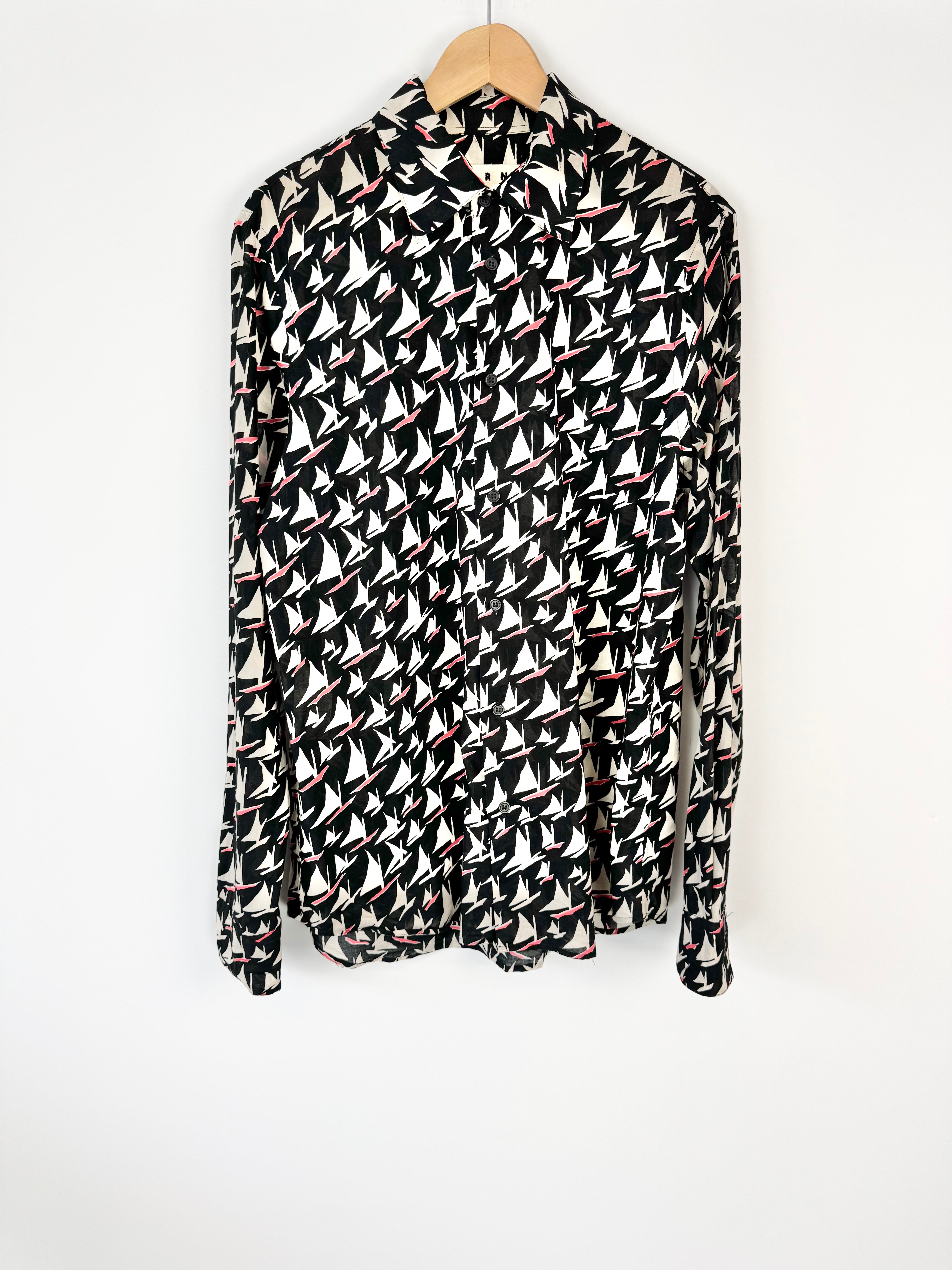 Marni Black Sailboat Pattern Shirt - AU10/12