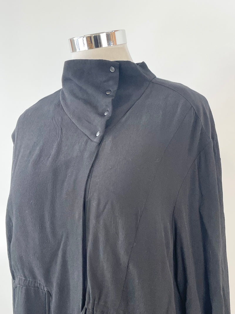 LifewithBird Black Crepe Button Up Top - AU12