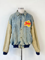 Vintage Boogie's Diner Aspen Leather & Denim Bomber Jacket - L