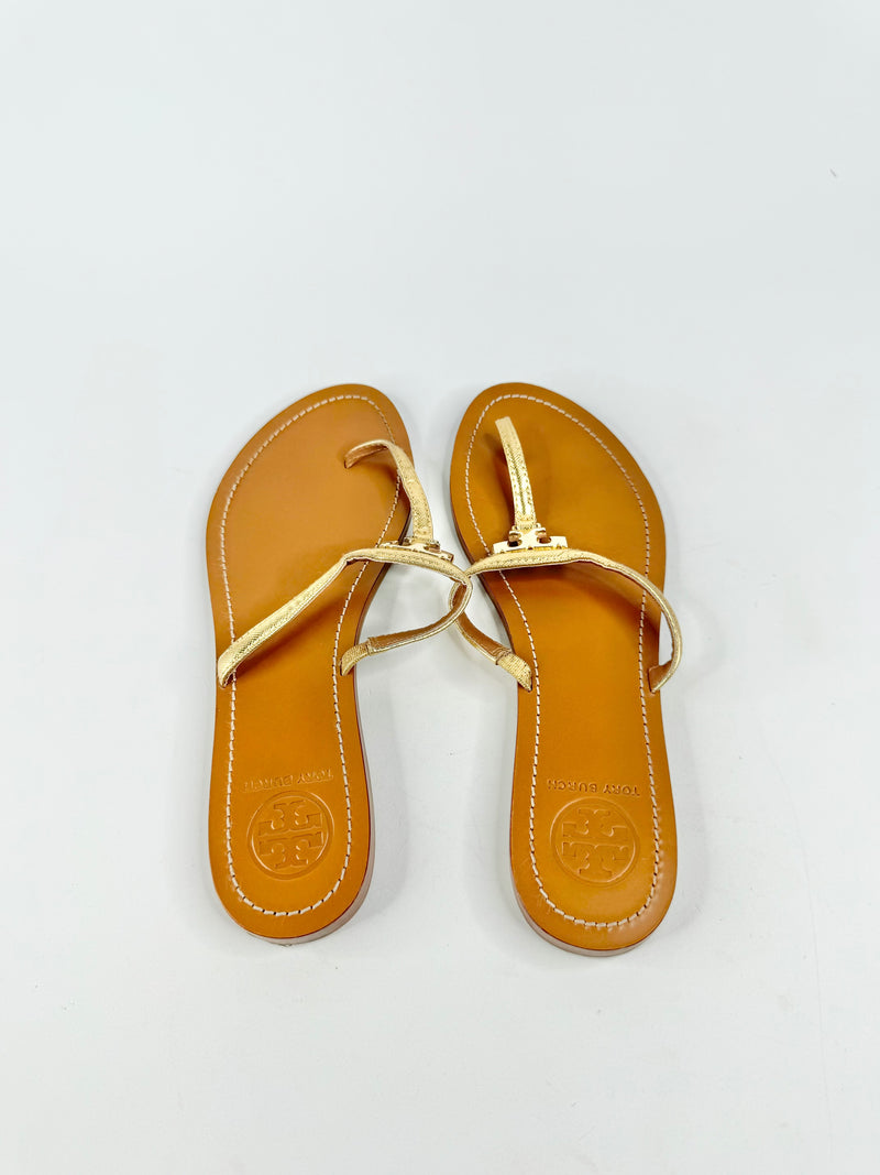 Tory Burch Metallic Gold Thongs  - EU40