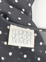 Maria Grazia Severi Black & White Dotted Sheer Wrap Blouse - AU10
