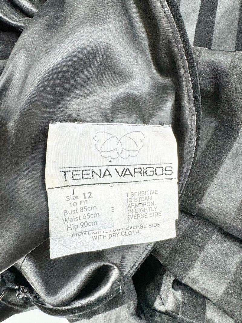 Vintage 80s Teena Varigios Black Velvet Dress - AU10