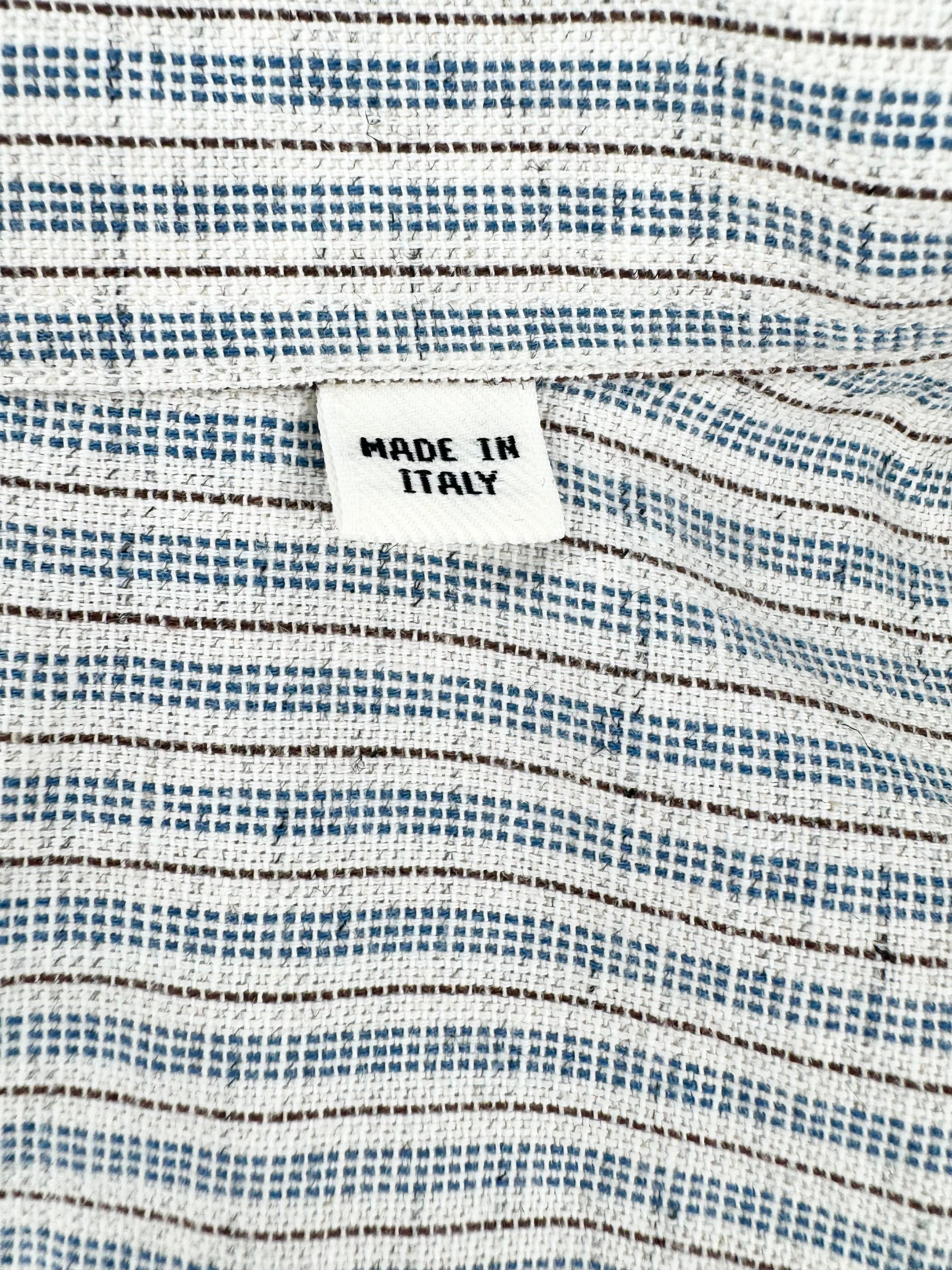 Billy Reid Striped Cotton Button Up T-Shirt - M
