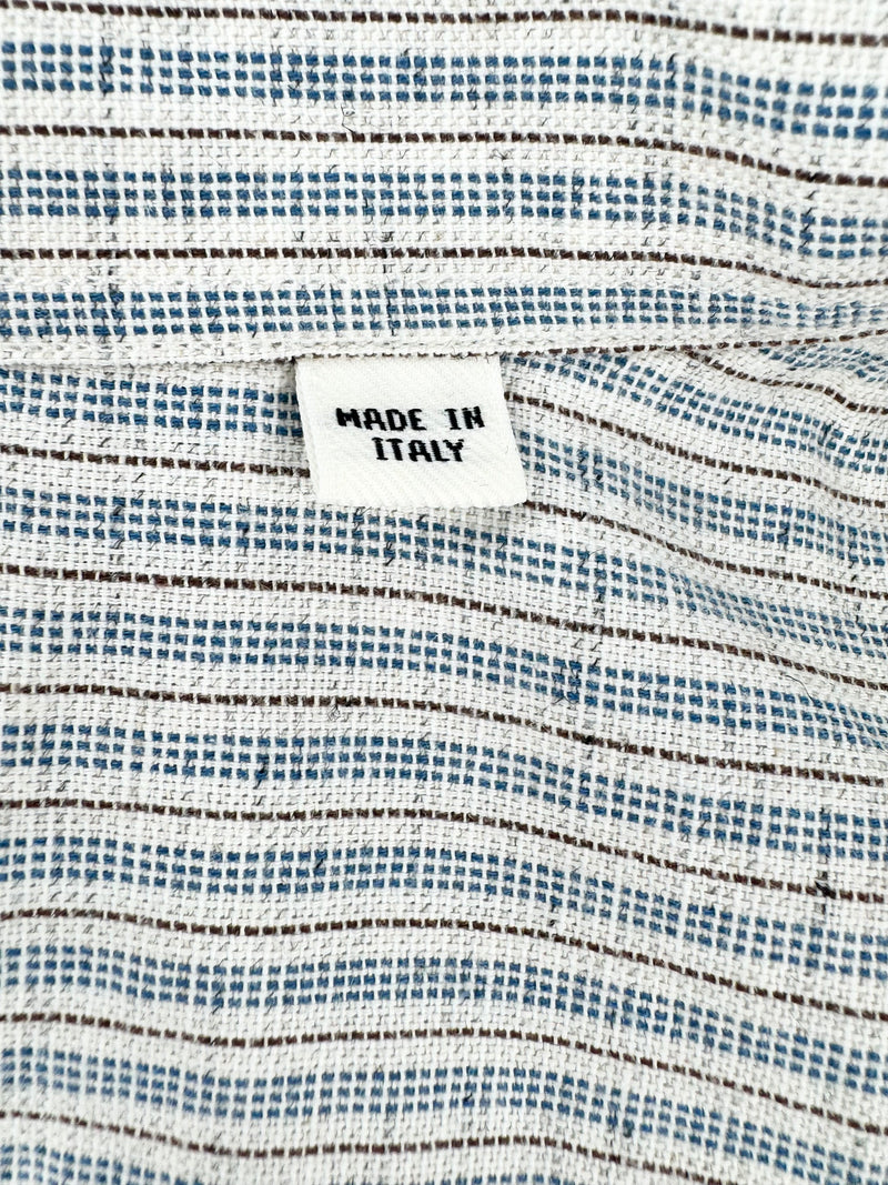 Billy Reid Striped Cotton Button Up T-Shirt - M