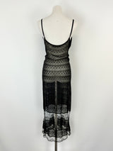 Collette Dinnigan Black Sheer-Lace Slip Dress - AU10/12