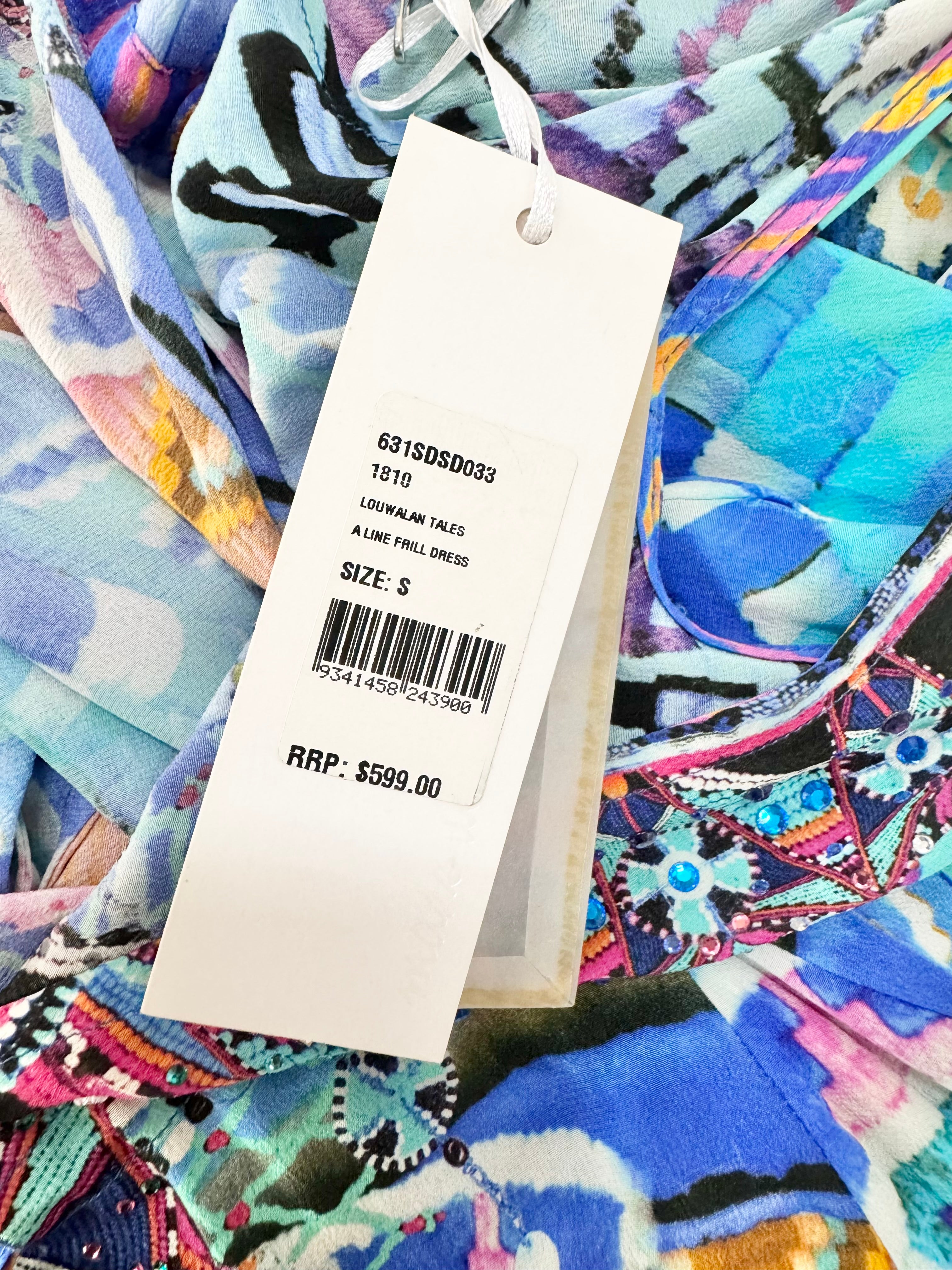 Camilla 'Louwalan Tales' Blue Crystal Studded Maxi Dress NWT - AU8/10