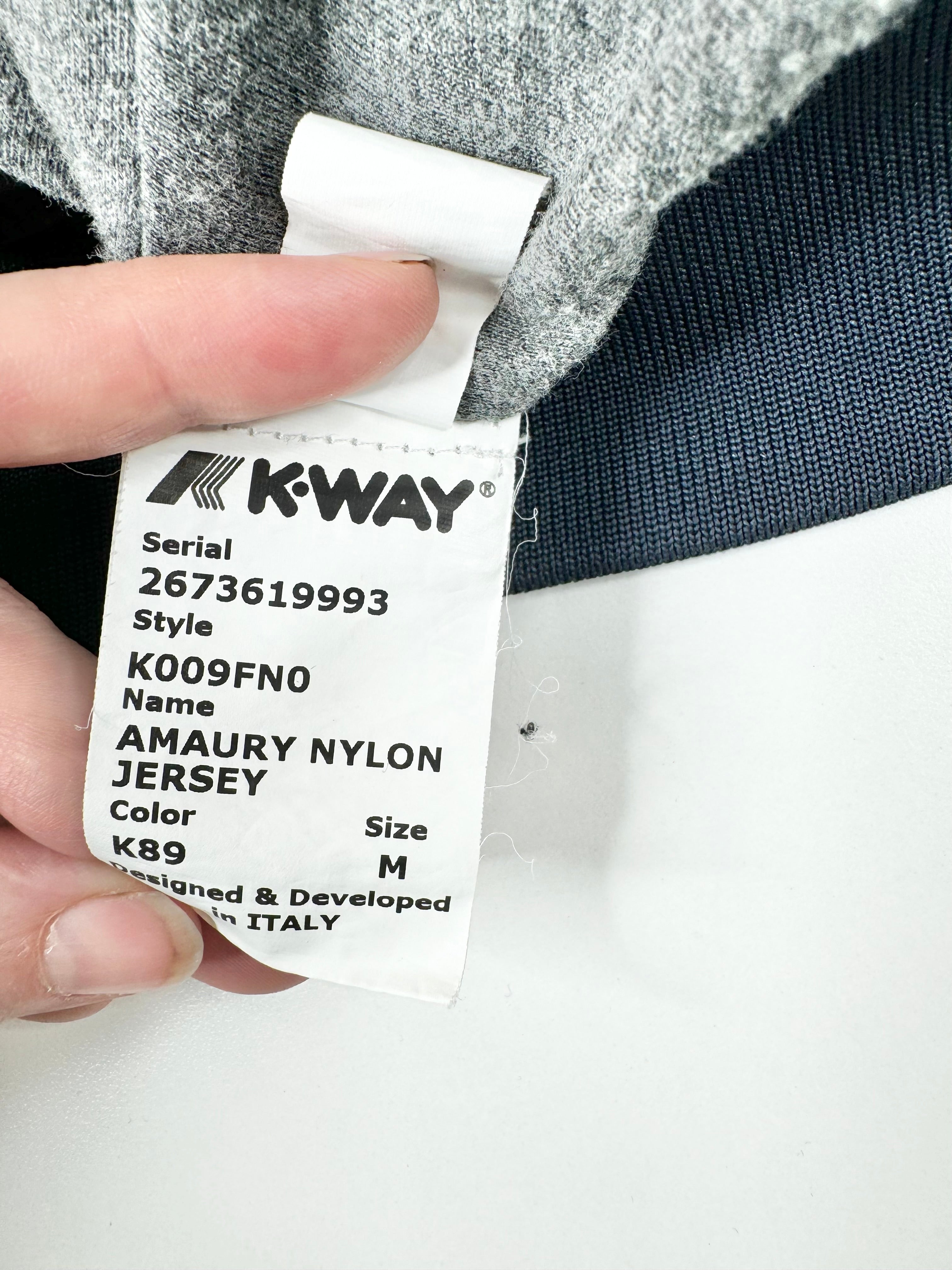 K•Way Navy Amaury Nylon Jersey Jacket - M
