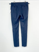 M.J. Bale Navy Striped Slim Fit 'Carrisi' Wool Trousers - W34