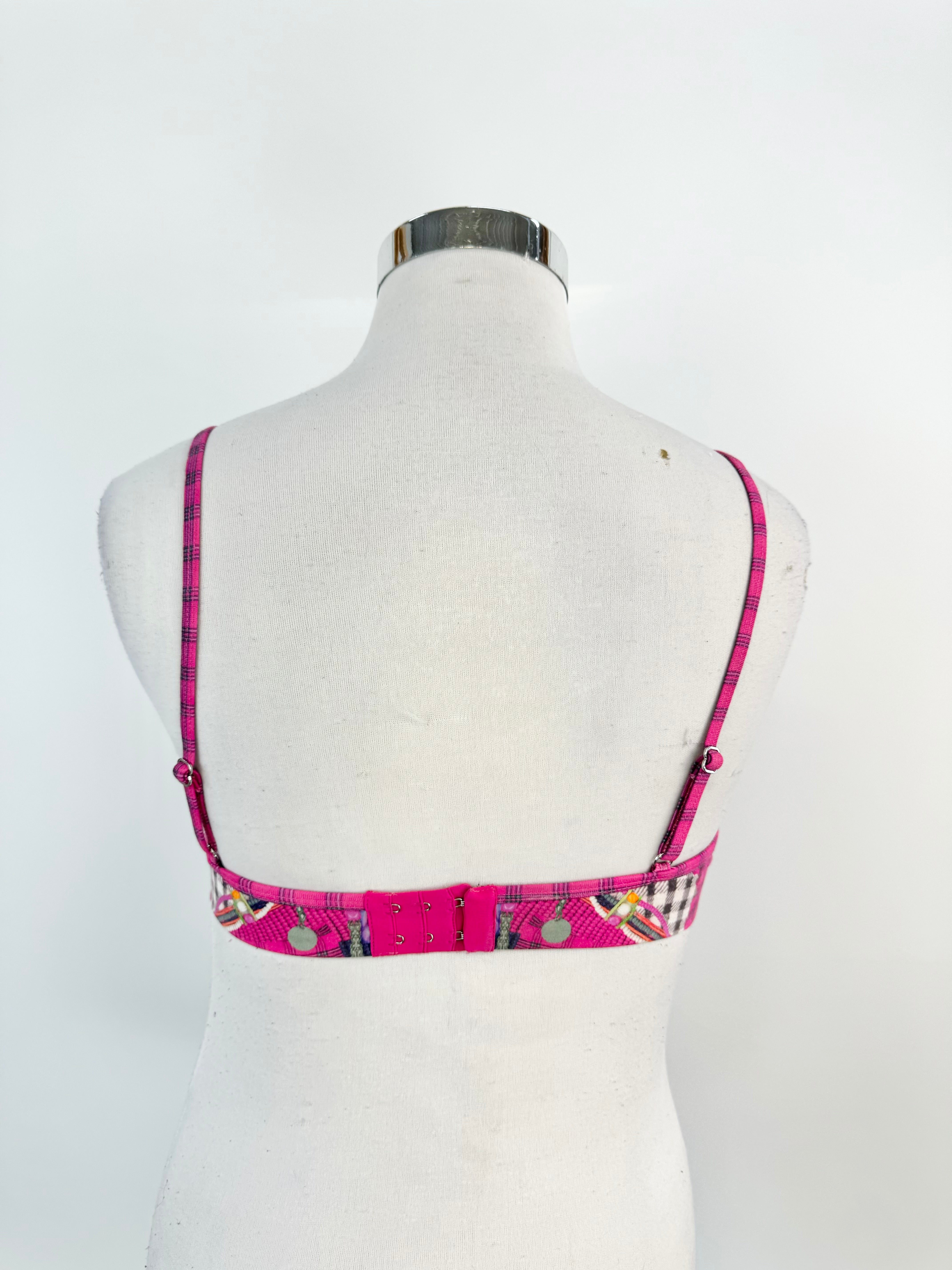 Camilla Pink Plaid Crystal Embellished Bralette - AU12