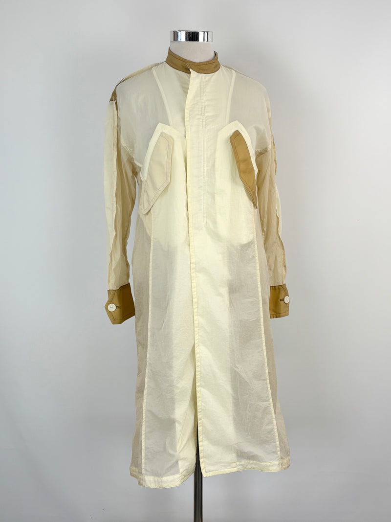 Initial Fashion Sheer Beige Nylon Coat - AU12