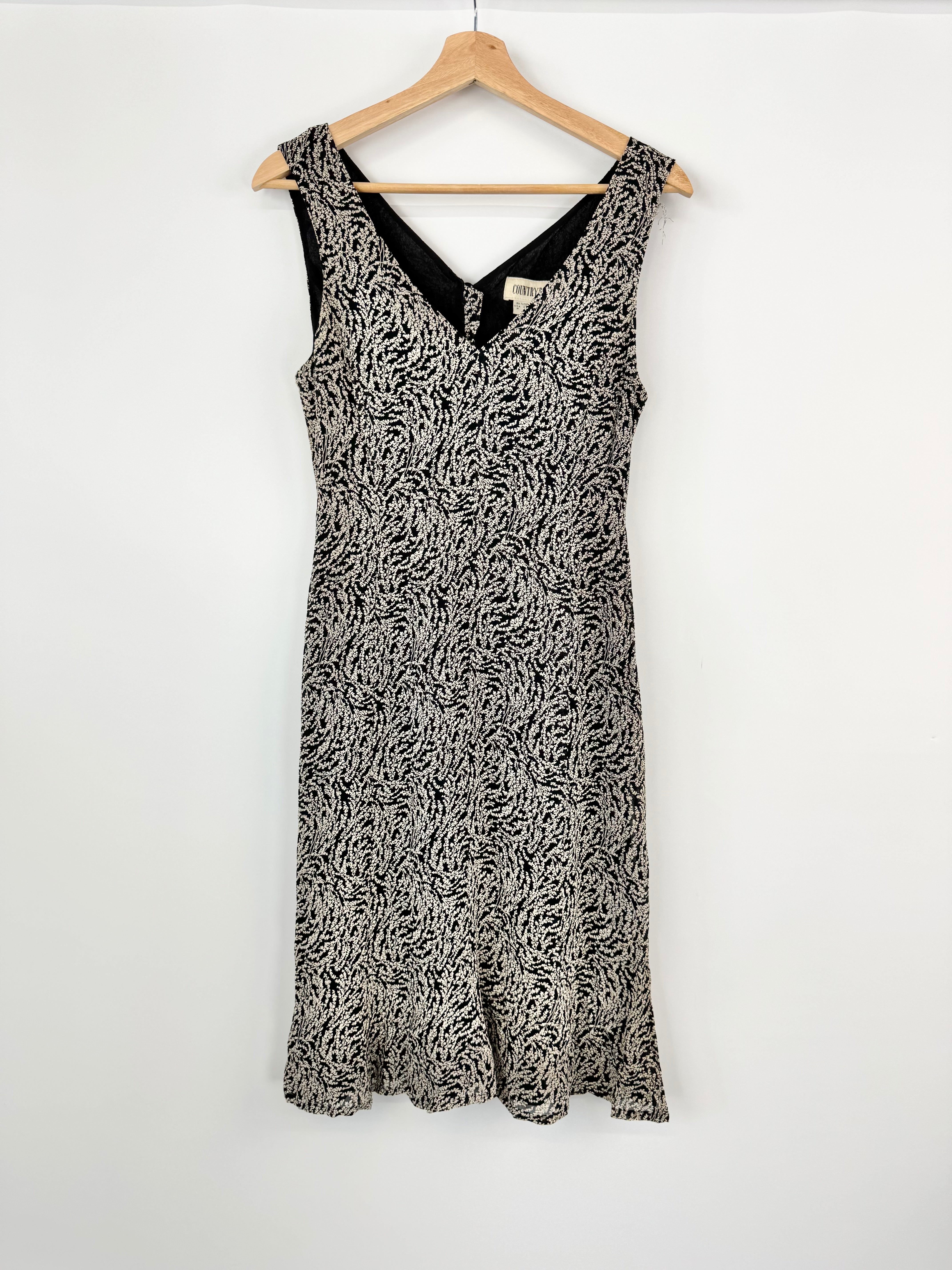 Country Road Black & Cream Patterned Sleeveless Dress - AU6