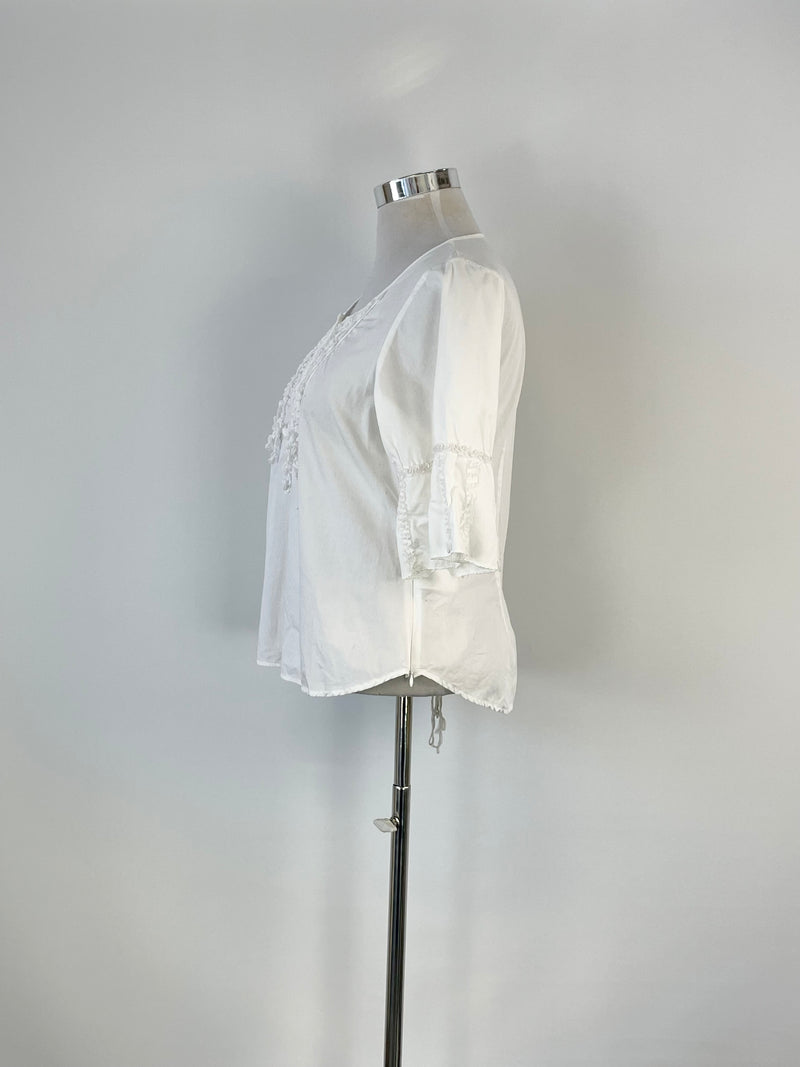 Anne Fontaine White Ceverine 3/4 Sleeve Blouse - AU16/18